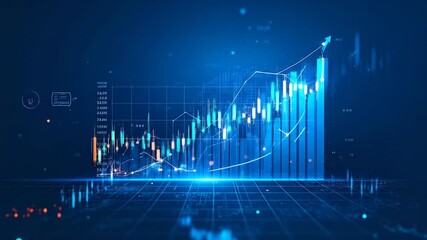 Financial market analysis, stock market data visualization and trading strategies in digital design - Powered by Adobe