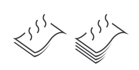 Obraz premium Breathable air textile fabric material icon vector simple line stroke outline art graphic set, warm hot cloth level sign symbol pictogram logo, thermal membrane technology surface image