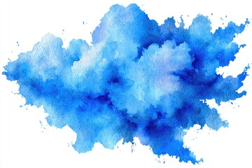 Abstract watercolor splatter in shades of blue
