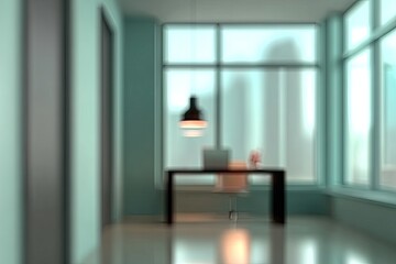 Blurred modern office space with city view