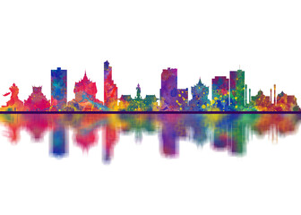 Obraz premium Hat Yai Thailand Skyline. Cityscape Skyscraper Buildings Landscape City Downtown Abstract Landmarks Travel Art