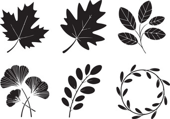 Obraz premium Elegant black leaf silhouettes for natural design projects