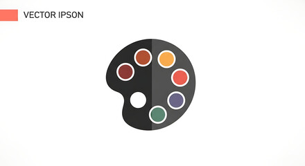 A vector illustration of a black paint palette with different colors on a white background vector ipson ai generated