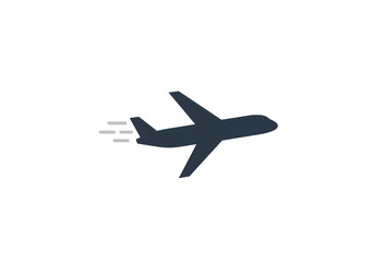 Jet Plane in Flight Overhead View Night Flight Air Travel Graphic isolated on transparent background
