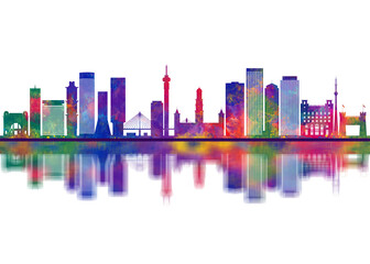 Fototapeta premium Johannesburg South Africa Skyline. Cityscape Skyscraper Buildings Landscape City Downtown Abstract Landmarks Travel Art