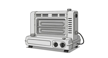 Fototapeta premium Illustration of a vintage style space heater with visible heating elements and control knobs ai generated