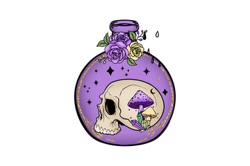 Witch Skull Potion Bottle Witch Vibes Sublimation Design