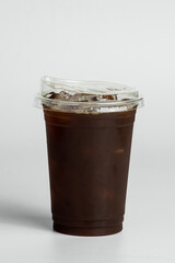 coffee drink in clear  cup on White Background