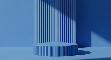 Obraz premium Stylish blue product display podium perfect for modern marketing campaigns and minimalist product showcases
