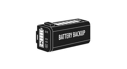 Isolated battery backup device in black and white showing the battery level and power indicator icons ai generated
