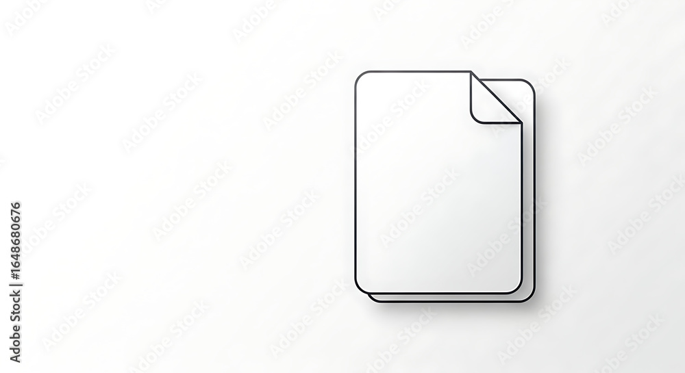 Aufkleber a minimalistic illustration of two white sheets of paper with a folded corner on a white background 