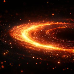 Obraz premium Fiery Cosmic Swirl of Glowing Particles and Nebulae in Deep Space