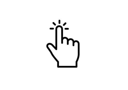 Pixel Art Hand Cursor Glitch Effect Retro Gaming Digital Pointer White Lines on Black Background isolated on transparent background - Powered by Adobe