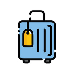 Suitcase with a Tag Outline Vector Icon on White Background

