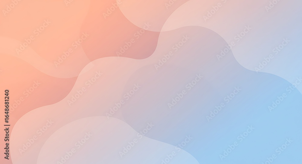 Poster abstract waves background with soft peach and blue gradient