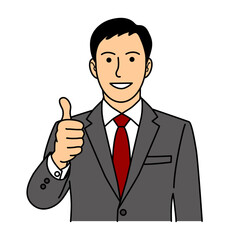 Businessman Thumbs Up Illustration
親指を立てて笑顔のビジネスマンのイラスト