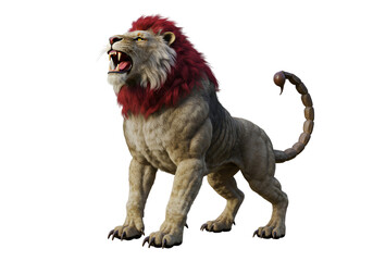 Obraz premium Fantasy hybrid creature with the body of a lion and the head of a majestic lion with a mane on a