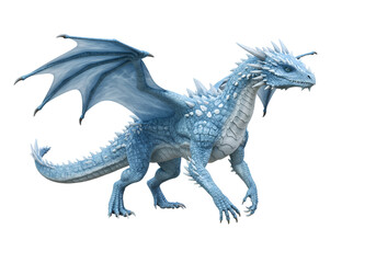 Fototapeta premium fantasy icy blue dragon with detailed scales and wings on black background
