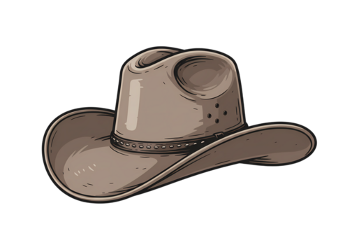 Pixel Art Cowboy Hat Western Hat Illustration isolated on transparent background