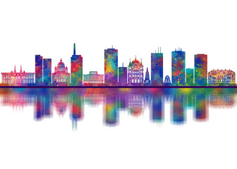 Fototapeta premium Lodz Poland Skyline. Cityscape Skyscraper Buildings Landscape City Downtown Abstract Landmarks Travel Art