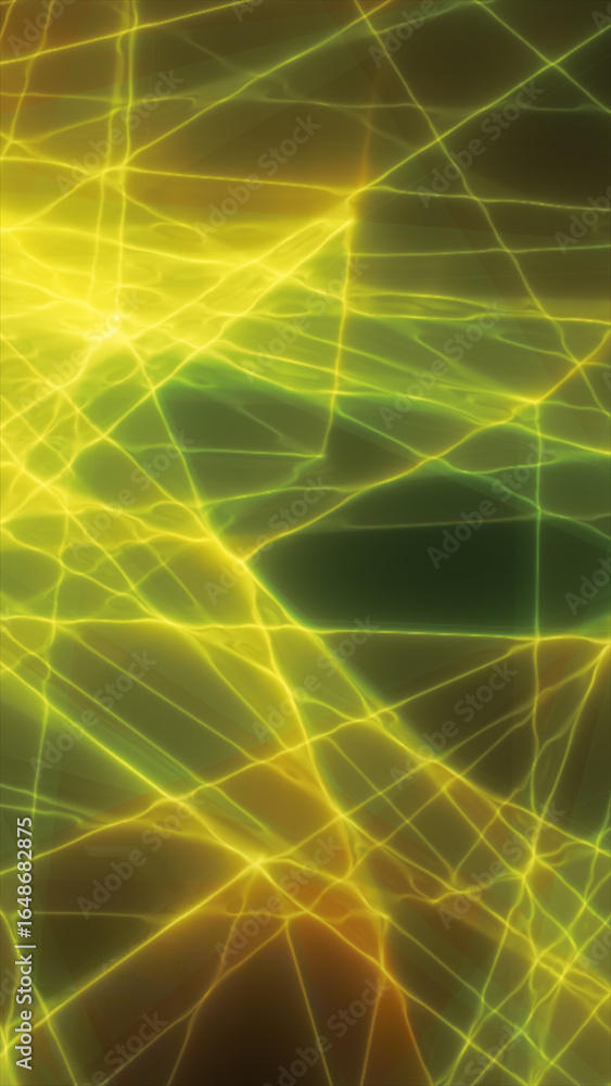 Aufkleber abstract intersecting yellow and green light beams forming a glowing geometric grid pattern on a dar