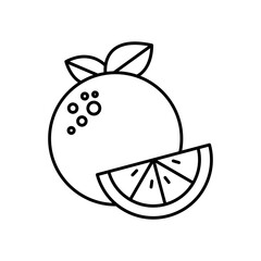 Orange Fruit Line Icon: Citrus and Fresh Produce
