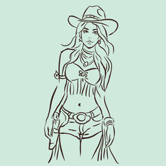 sexy cowgirl with a hat vector for illustration card decoration