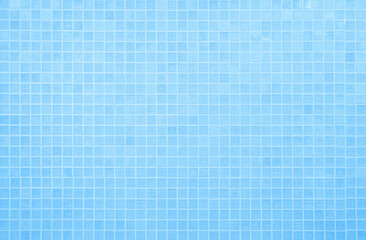 Blue light ceramic wall chequered and floor tiles mosaic background in bathroom, kitchen. Design pattern geometric with grid wallpaper texture decoration pool. Simple seamless abstract surface clean.