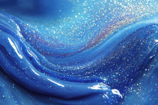 Vibrant Blue Slime Texture with Shimmering Neon Gel Effect and Glowing Bubbles
