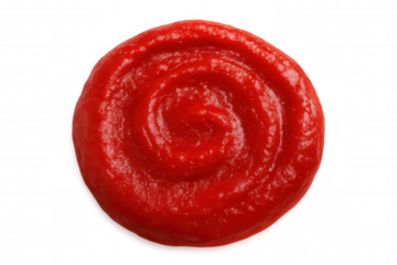 Swirling red ketchup isolated on transparent background, perfect for adding a touch of flavor to food images