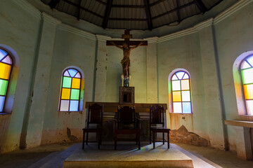 Beautiful interior of St. Joseph Church in Ban Kham Koem, Nakhon Phanom, Thailand, one of the...