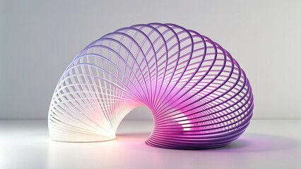 Illuminated spiral sculpture purple white