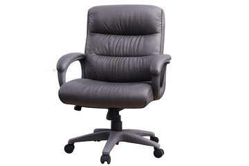 Modern gray office chair isolated on transparent background, perfect for interior design or workplace visualizations