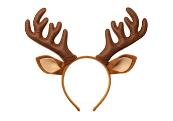 Festive reindeer antler headband with detailed plush ears and antlers for holiday costume accessory