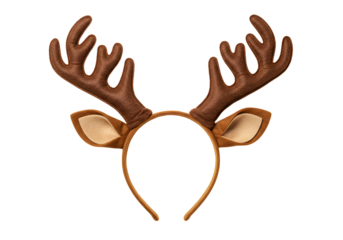 Festive reindeer antler headband with detailed plush ears and antlers for holiday costume accessory