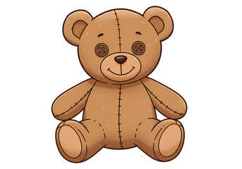 Brown Teddy Bear Illustration Cute Plush Toy Graphic for Kids isolated on transparent background