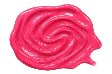 Pink cream swirling and dripping down, creating a dynamic and visually appealing texture on a transparent background, perfect for cosmetic product design