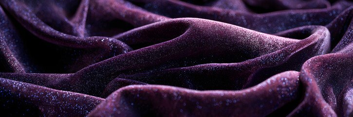 Close-up of deep purple velvet fabric, richly textured and subtly shimmering, suggestive of a witch's mystical robe Perfect for Halloween, fantasy, or occult themes , fiber, mystical, occult