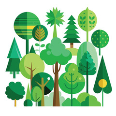 Minimal Stylized Trees Set in Flat Geometric Design