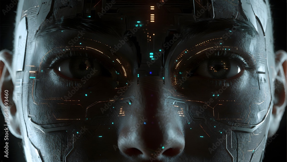 Poster artificial intelligence brain on circuit board ai technology neural network concept