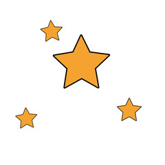 Yellow star vector illustration in flat cartoon style, representing celestial body and astronomy icon, isolated on dark background