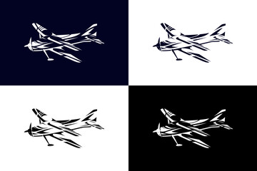 turbo proppeler private plane. Business aviation. Single flat solid color graphics for icon, print, vynil, logo, presentations etc. two colors variations can be selected are blue and black