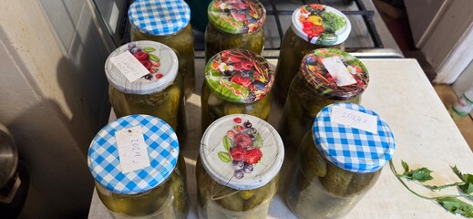 Pickled cucambers in the jar
