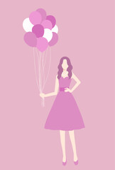 ドレスを着て風船を持っている女性