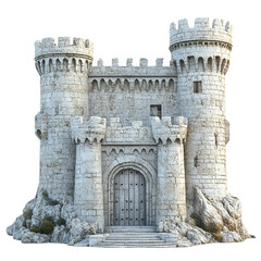 3D front view illustration of a Korcula Town Walls Croatia monument isolated on a white transparent background
