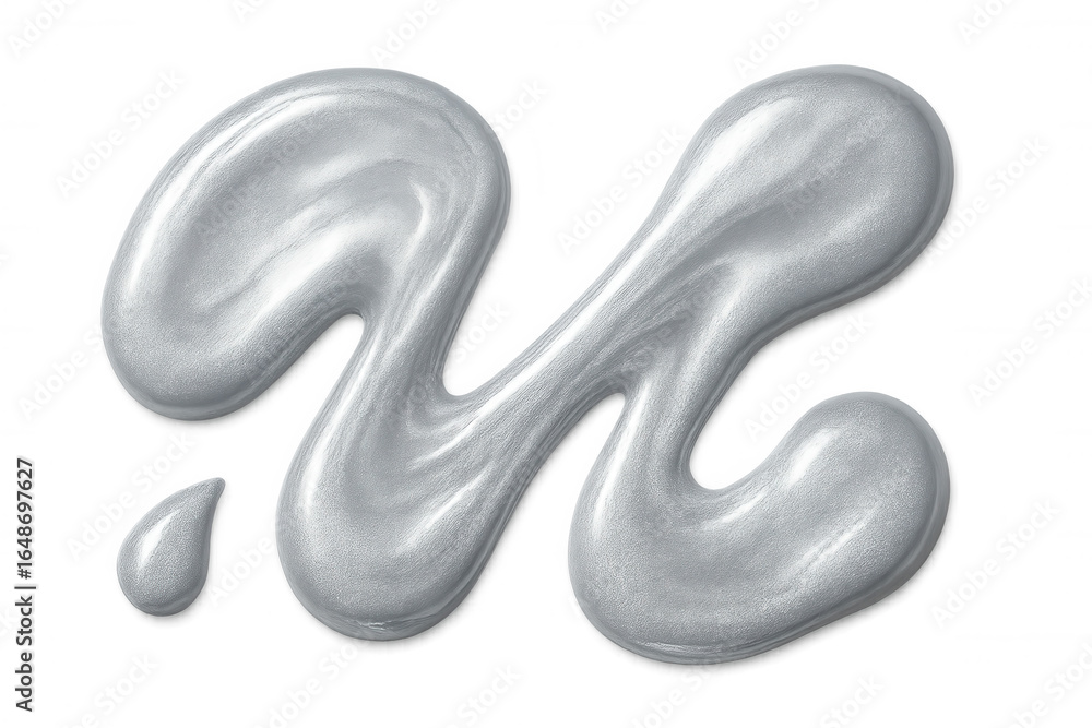 Aufkleber metallic silver paint forms an abstract, wavy pattern, creating a visually appealing design element