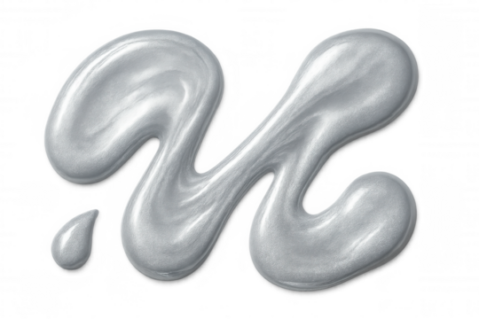 Metallic silver paint forms an abstract, wavy pattern, creating a visually appealing design element