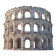 Obraz premium 3D front view illustration of a Pula Arena Croatia monument isolated on a white transparent background