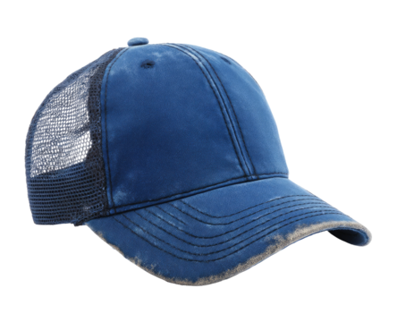 Indigo distressed trucker hat