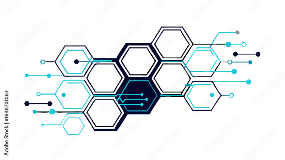 Poster abstract technology network hexagon background vector design for digital innovation and science 100